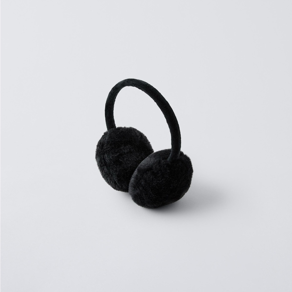 Black Furry Zara Kids Earmuffs